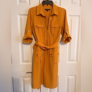 Sharagano Golden Yellow Zip-Up Dress